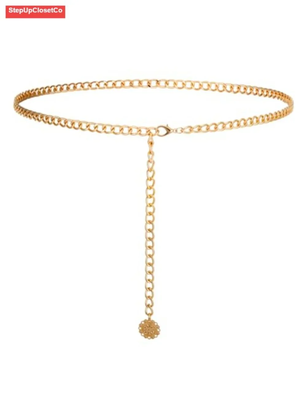 Women's Adjustable Gold Waist Chain Belt Metal Link Body Chain for Dresses Jeans